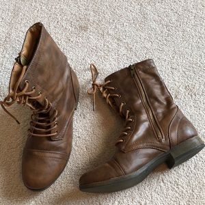 Brown combat boots